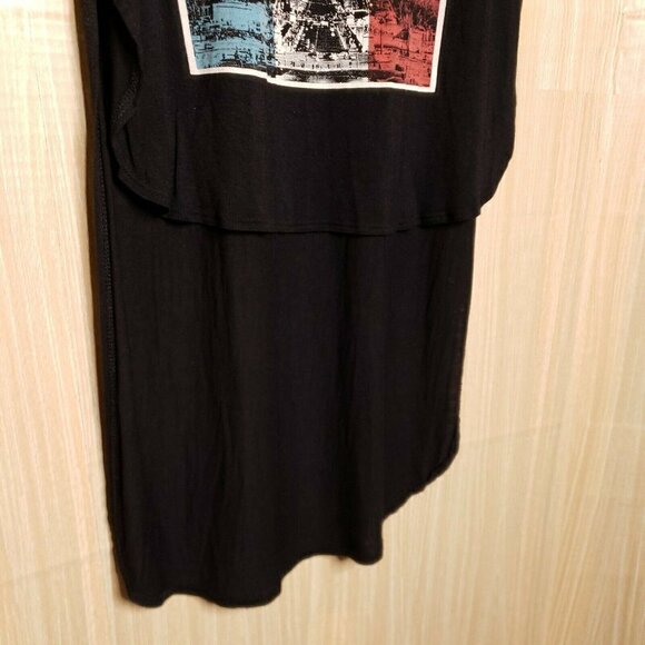 Fashion 21 Womens Black High Low Paris Top Large - Picture 4 of 6